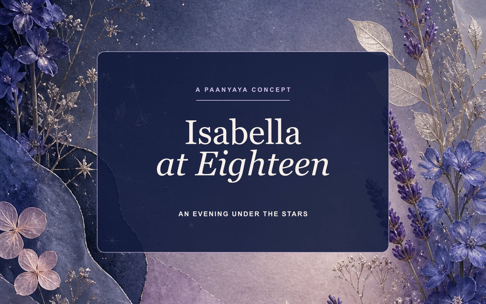 Desktop preview of the Celestial Debut invitation concept