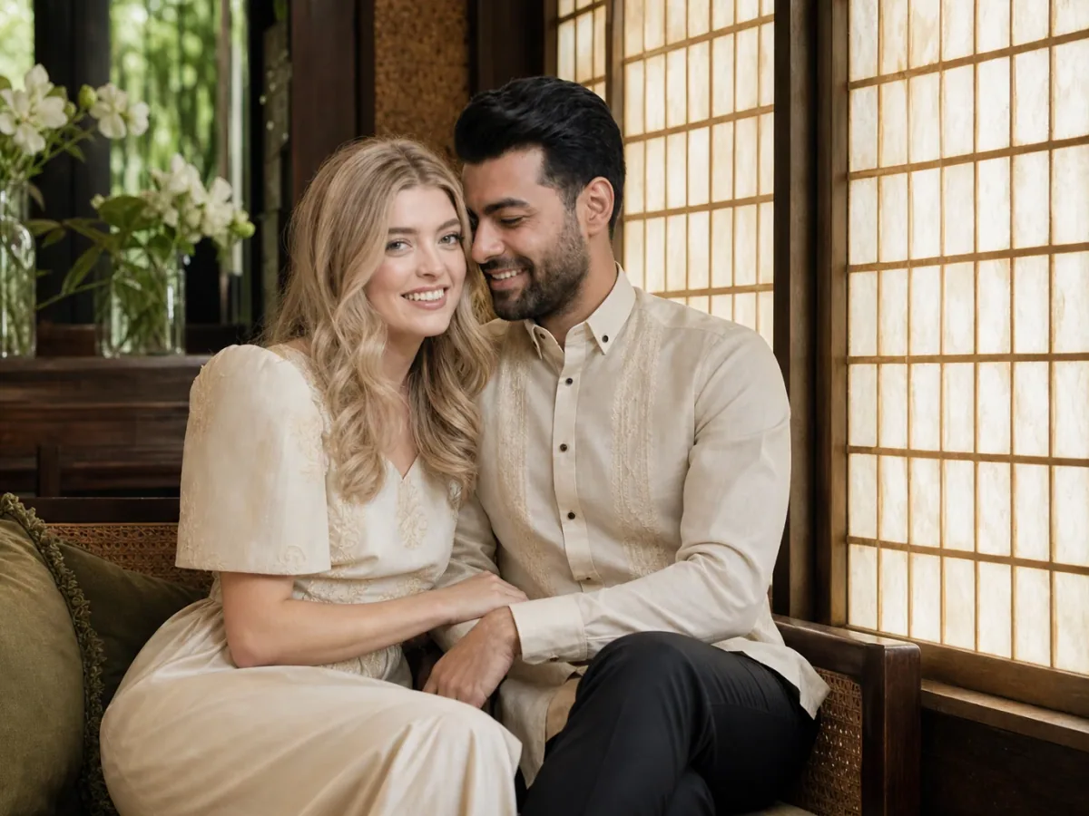 Maria Beatrice and Alexander sharing a quiet moment in a Filipino heritage home