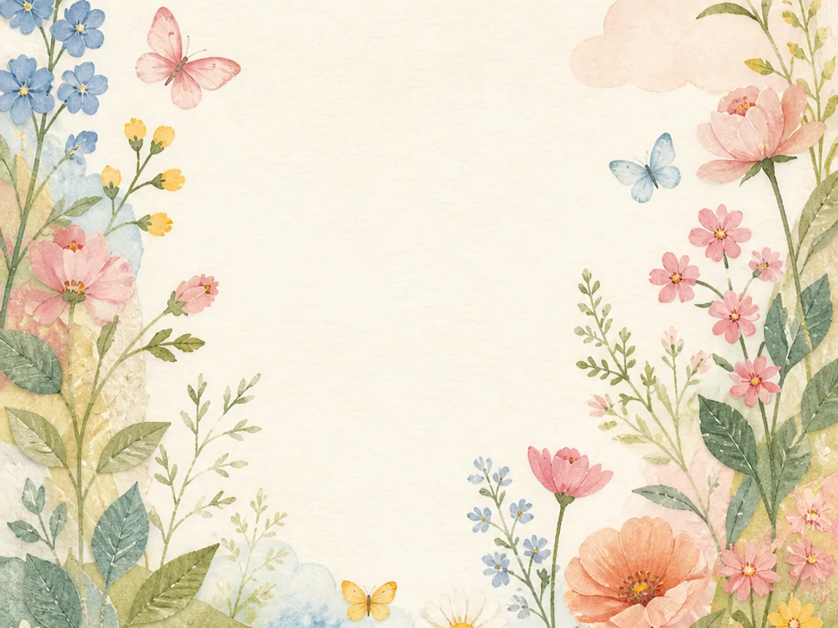 Watercolor garden artwork used in the first-birthday concept